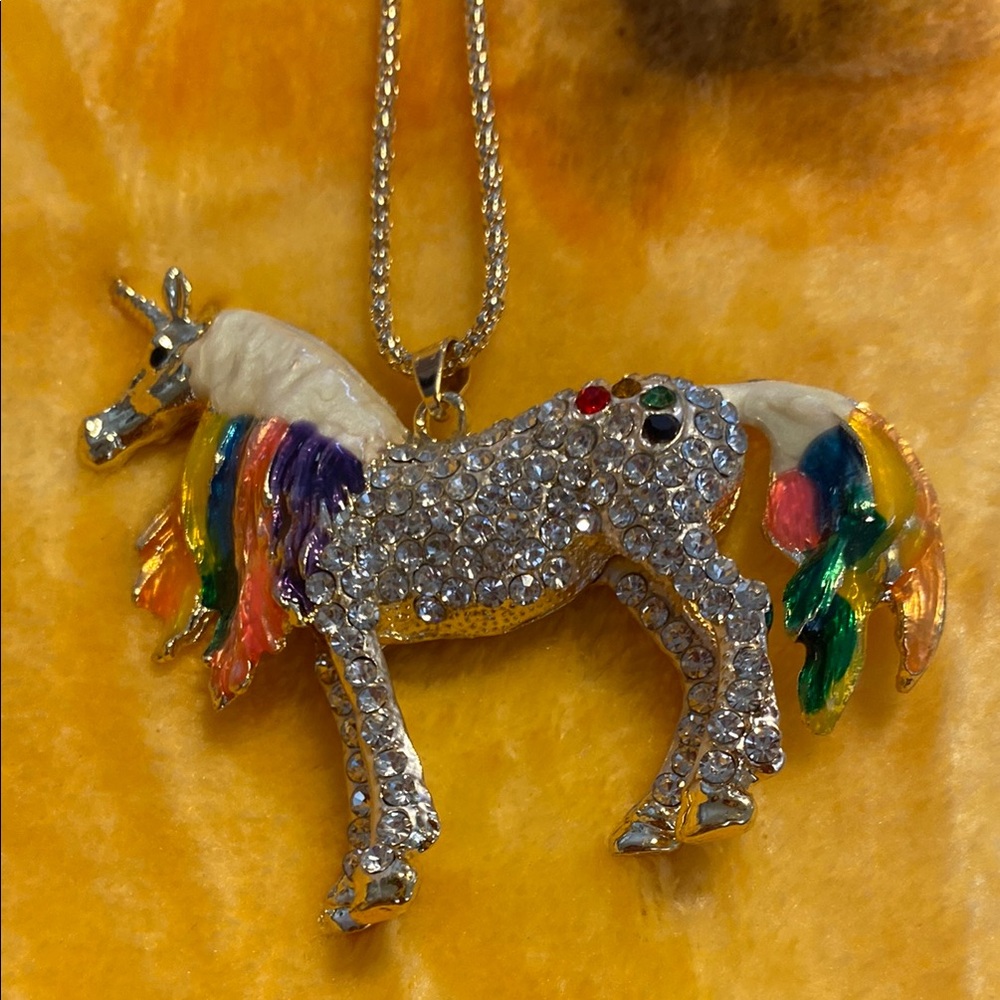 Betsey Johnson Sparkling Unicorn Pendant Necklace - Picture 2 of 3